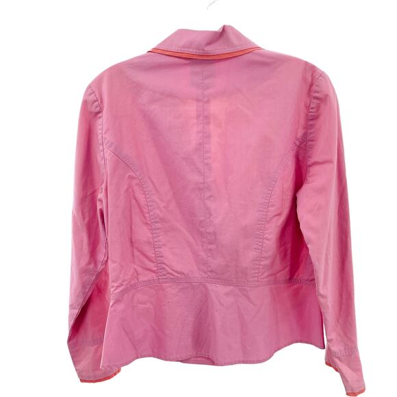 BETS by Canvasbacks Pink Floral Embroidered Cotton Lightweight Blazer Women Sz 8 - Picture 3 of 11